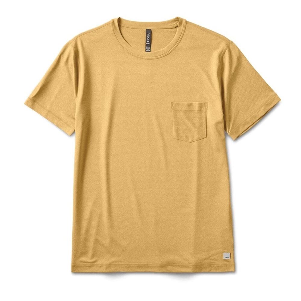 Vuori Mustard Yellow Tech Short Sleeve T-Shirt Workout Gym Men's size Medium